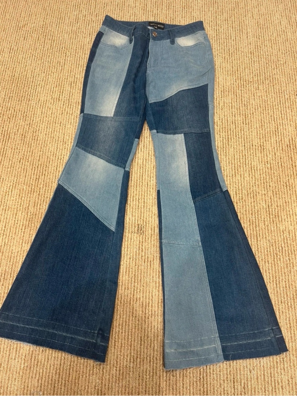 Patch work bell bottom jeans